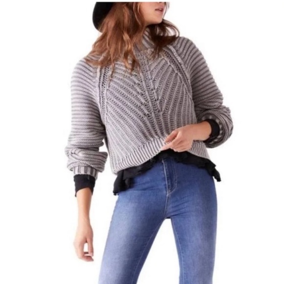 Free People Sweaters - Free People - women’s sweetheart mock neck cotton sweater Tungsten gray size S/P